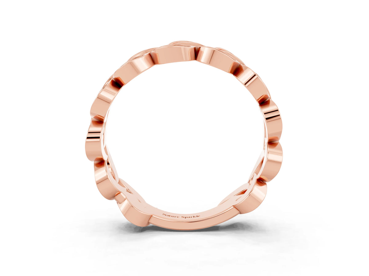 Pavé Round Green Sapphire Interlocking Eternity Band in Rose gold with Bezel Prong Setting_3