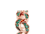 Pavé Round Green Sapphire Interlocking Eternity Band in Rose gold with Bezel Prong Setting_5