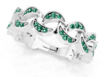 Pavé Round Green Sapphire Interlocking Eternity Band in Silver with Bezel Prong Setting_1
