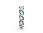 Pavé Round Green Sapphire Interlocking Eternity Band in Silver with Bezel Prong Setting_2