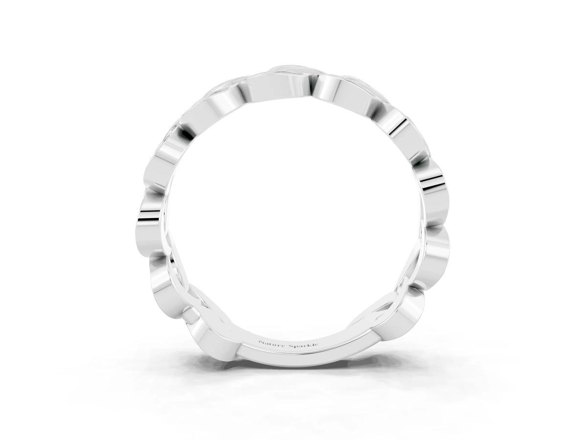 Pavé Round Green Sapphire Interlocking Eternity Band in Silver with Bezel Prong Setting_3