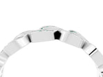 Pavé Round Green Sapphire Interlocking Eternity Band in Silver with Bezel Prong Setting_4
