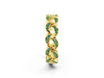 Pavé Round Green Sapphire Interlocking Eternity Band in Yellow gold with Bezel Prong Setting_2