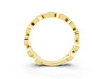 Pavé Round Green Sapphire Interlocking Eternity Band in Yellow gold with Bezel Prong Setting_3