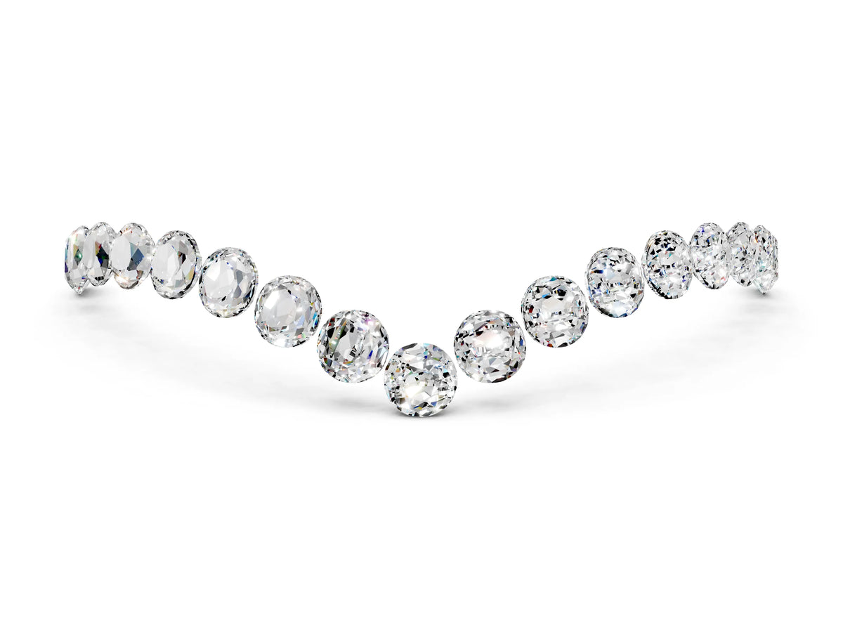 Pavé Round Moissanite Chevron Band in Rose gold with Shared Prong Setting