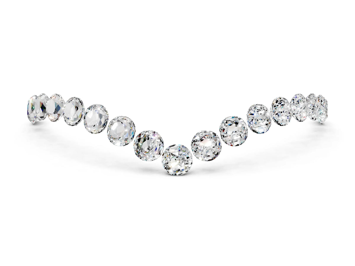 Pavé Round Moissanite Chevron Band in Silver with Shared Prong Setting