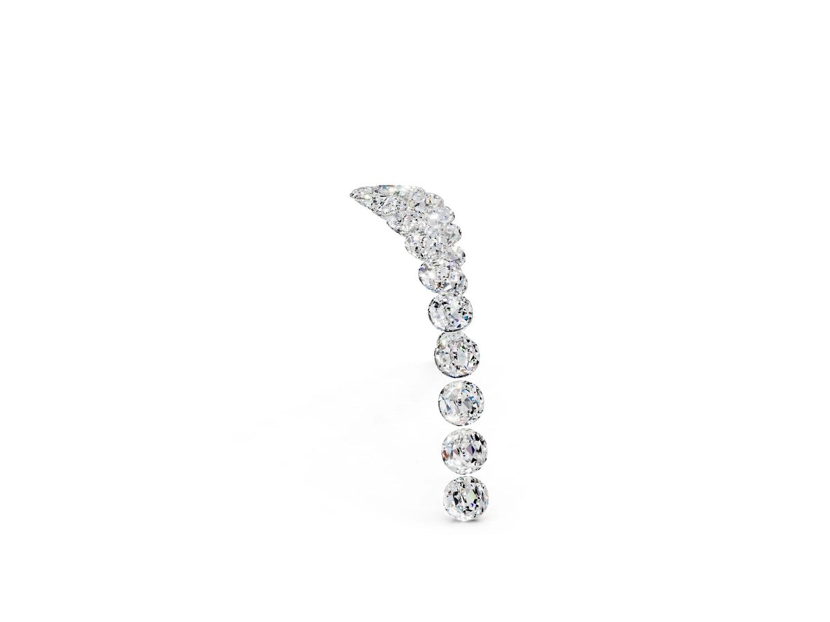 Pavé Round Moissanite Chevron Band in Silver with Shared Prong Setting_2