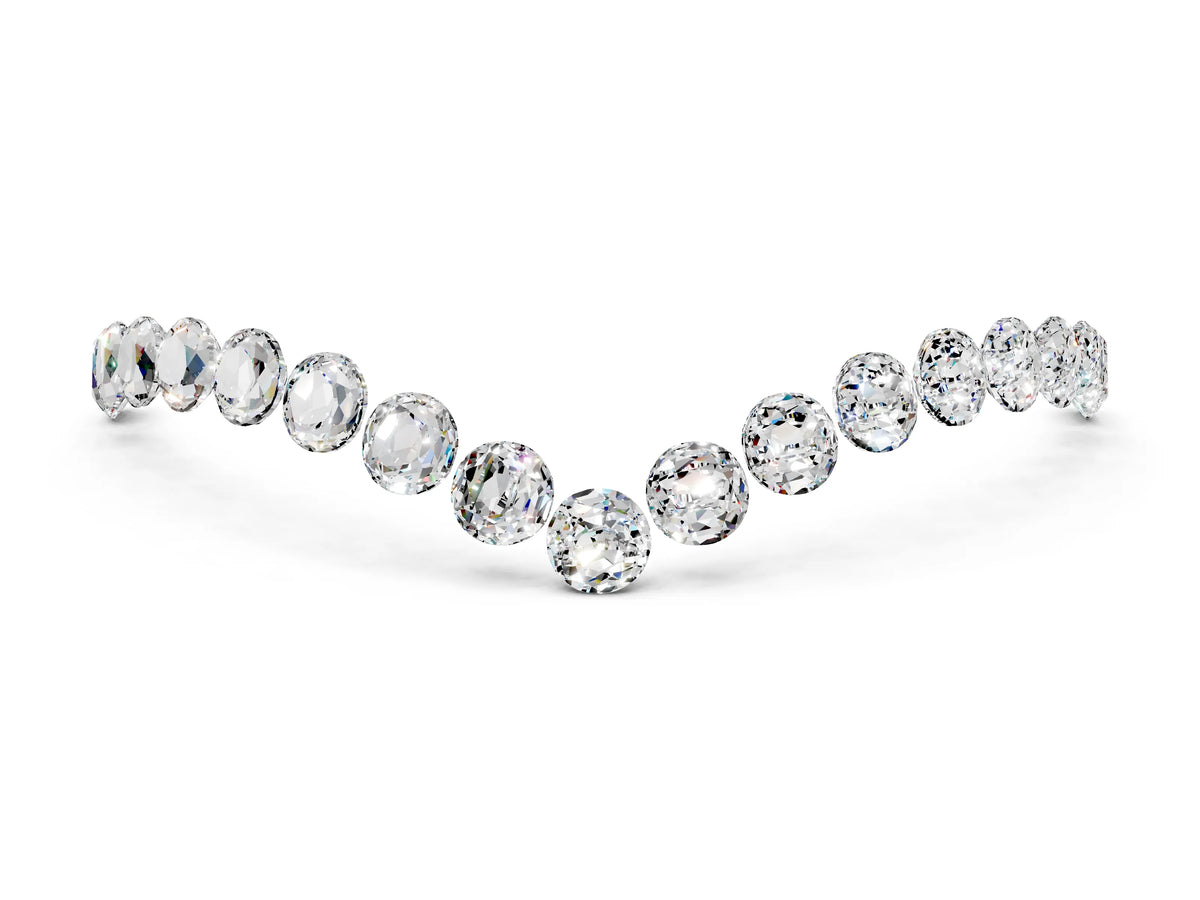 Pavé Round Moissanite Chevron Band in Yellow gold with Shared Prong Setting