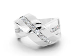 Pavé Round Moissanite Crossover Band in Platinum with Channel Setting