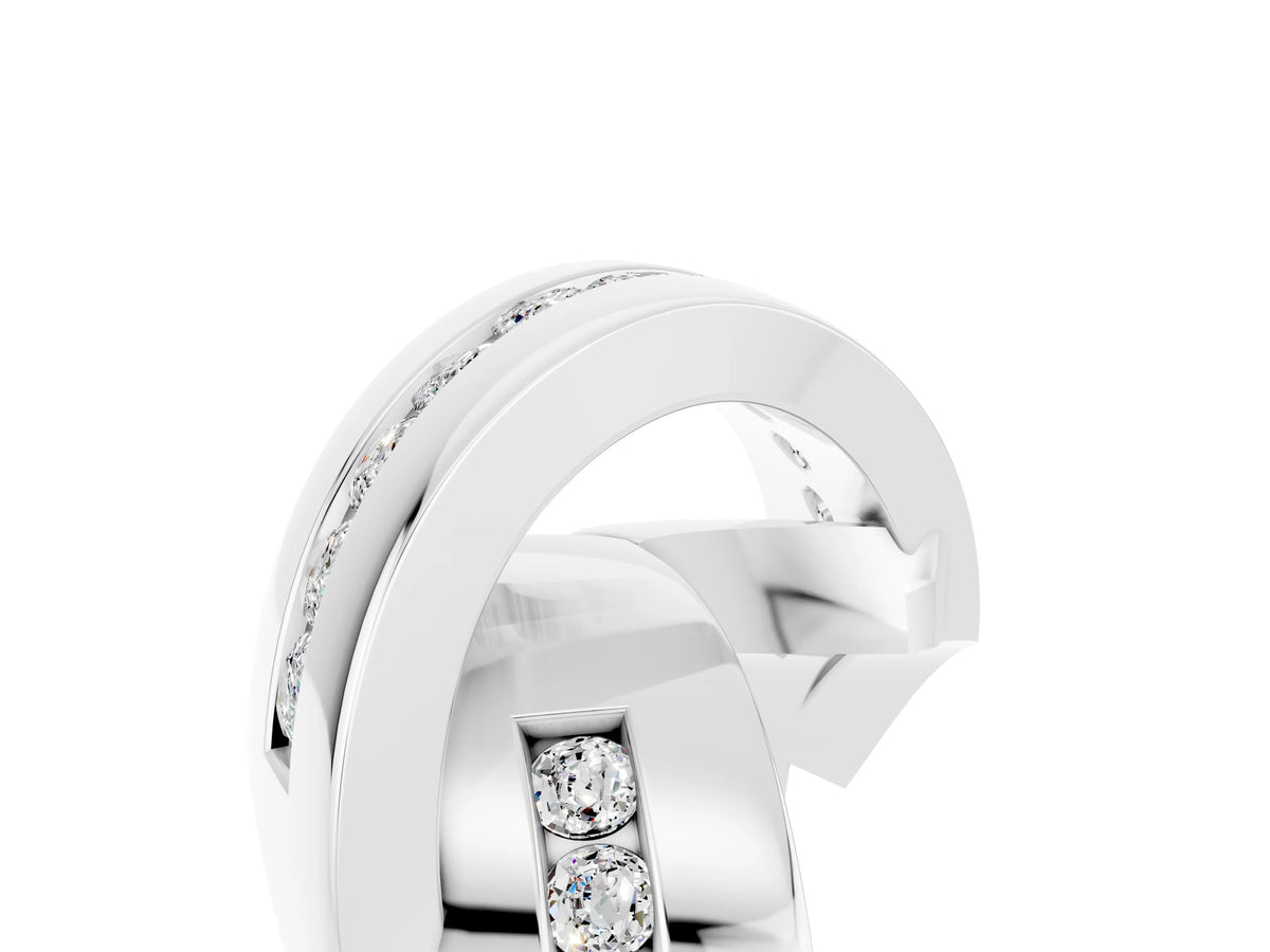 Pavé Round Moissanite Crossover Band in Platinum with Channel Setting_5