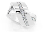 Pavé Round Moissanite Crossover Band in Silver with Channel Setting_1