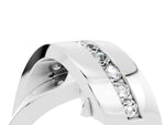 Pavé Round Moissanite Crossover Band in Silver with Channel Setting_4
