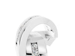 Pavé Round Moissanite Crossover Band in Silver with Channel Setting_5