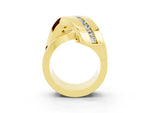 Pavé Round Moissanite Crossover Band in Yellow gold with Channel Setting_3