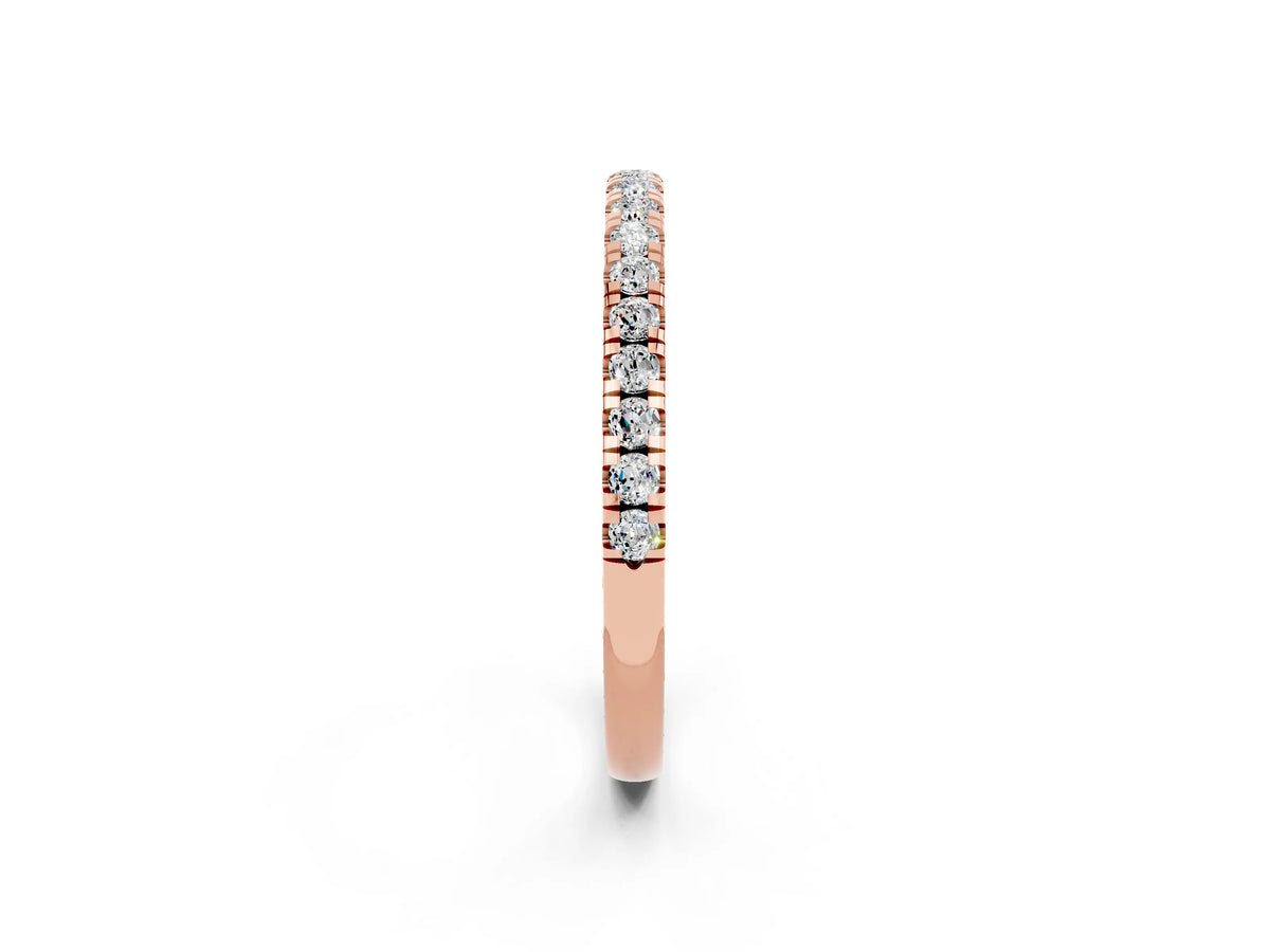 Pavé Round Moissanite Half Eternity Band in Rose gold with Shared Prong Setting_2