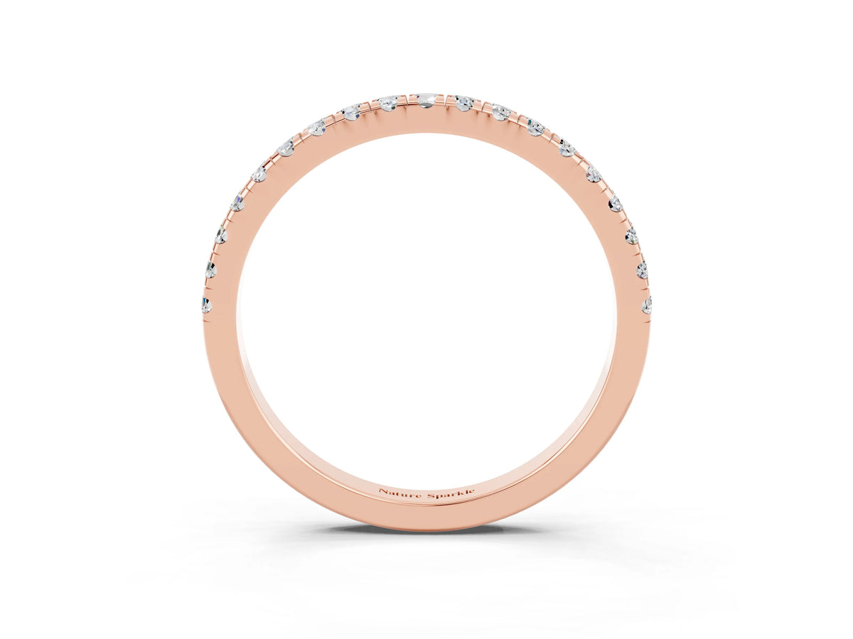 Pavé Round Moissanite Half Eternity Band in Rose gold with Shared Prong Setting_3