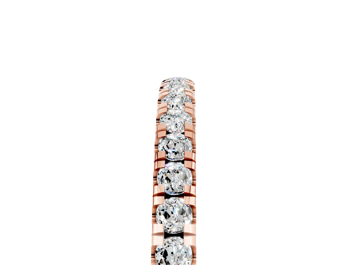 Pavé Round Moissanite Half Eternity Band in Rose gold with Shared Prong Setting_5
