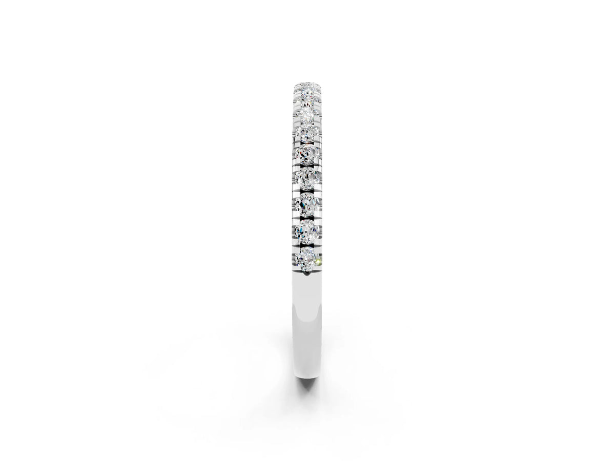 Pavé Round Moissanite Half Eternity Band in Silver with Shared Prong Setting_2