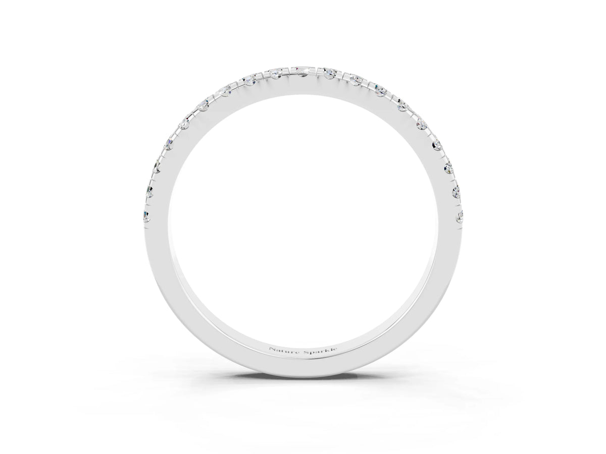 Pavé Round Moissanite Half Eternity Band in Silver with Shared Prong Setting_3