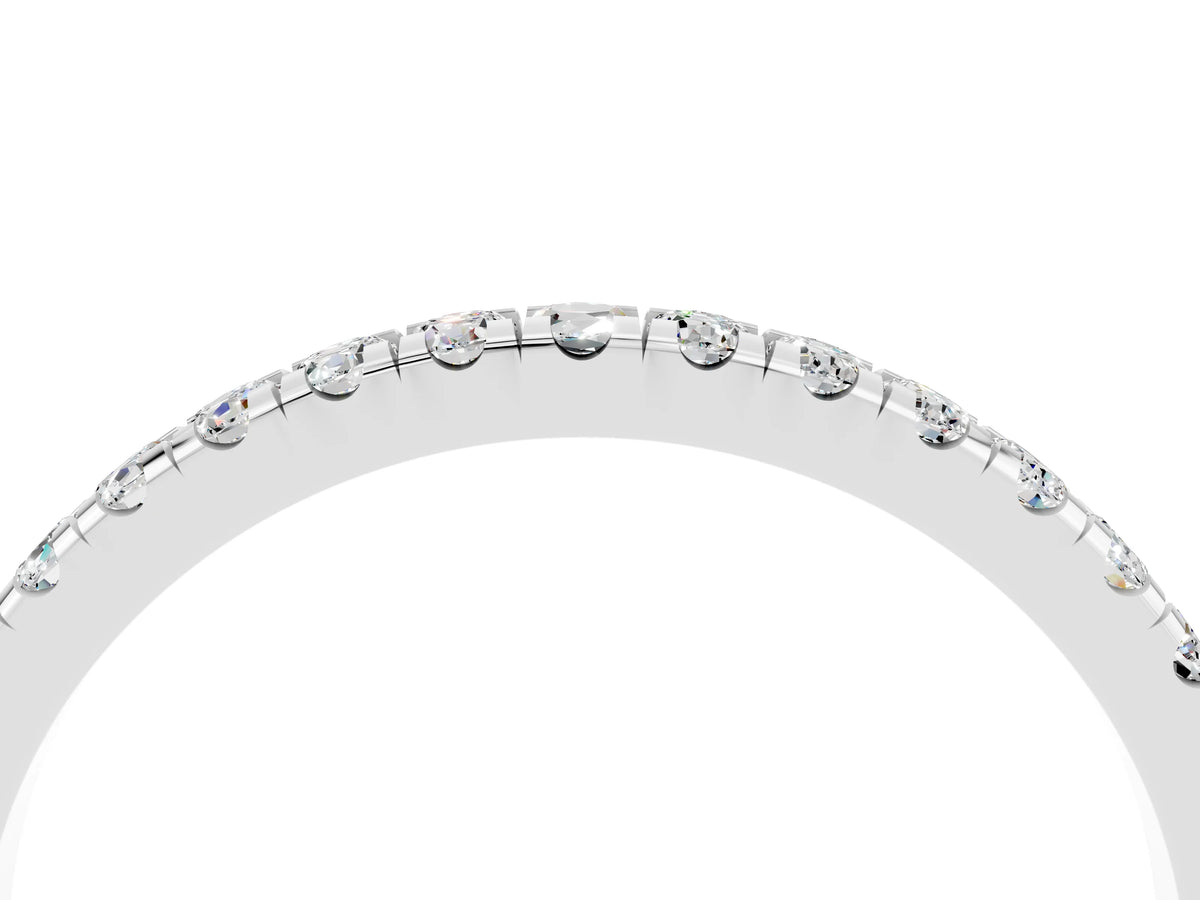 Pavé Round Moissanite Half Eternity Band in Silver with Shared Prong Setting_4