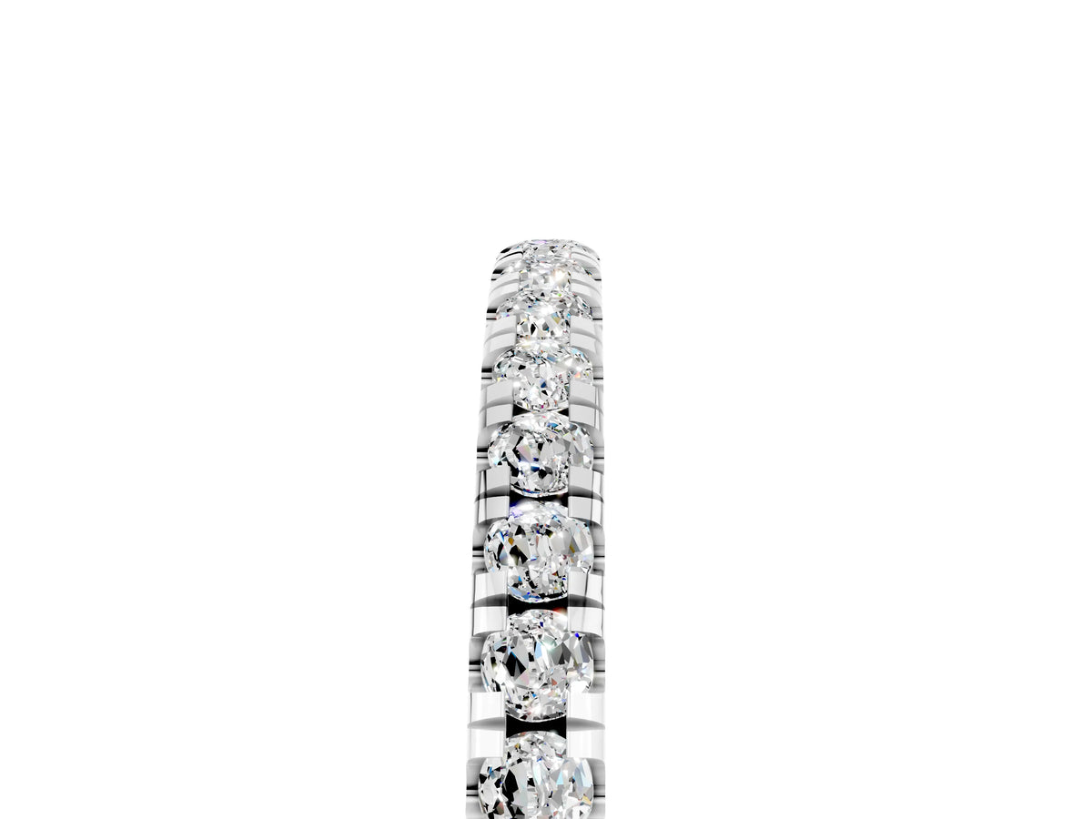 Pavé Round Moissanite Half Eternity Band in Silver with Shared Prong Setting_5