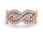 Pavé Round Moissanite Infinity Twist Band in Rose gold with Shared Prong Setting