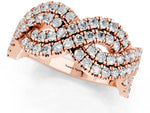 Pavé Round Moissanite Infinity Twist Band in Rose gold with Shared Prong Setting_1