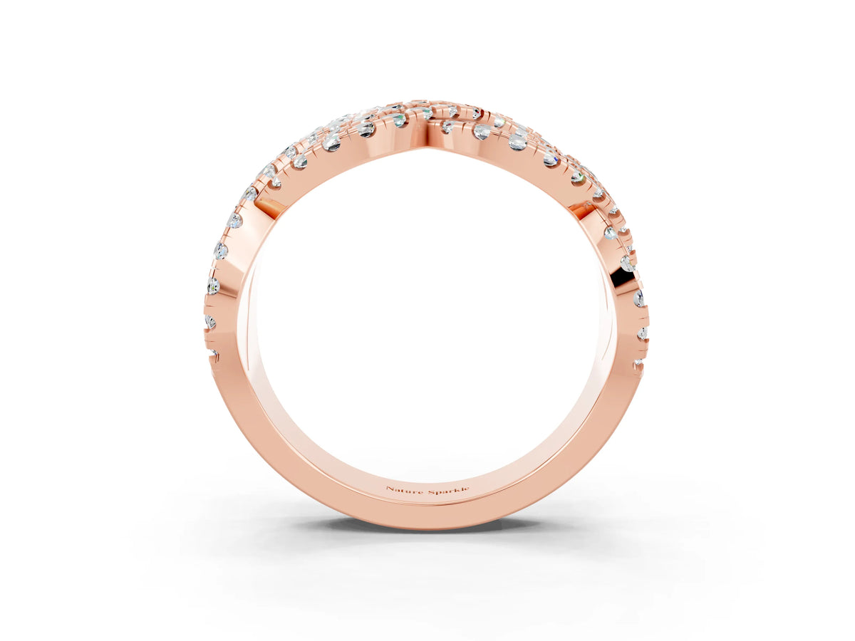 Pavé Round Moissanite Infinity Twist Band in Rose gold with Shared Prong Setting_3