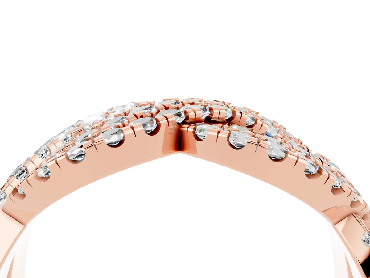 Pavé Round Moissanite Infinity Twist Band in Rose gold with Shared Prong Setting_4