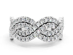 Pavé Round Moissanite Infinity Twist Band in Silver with Shared Prong Setting