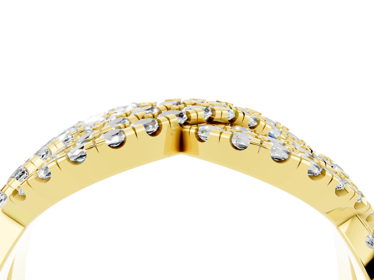 Pavé Round Moissanite Infinity Twist Band in Yellow gold with Shared Prong Setting_4