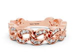 Pavé Round Moissanite Interlocking Eternity Band in Rose gold with Bezel Prong Setting