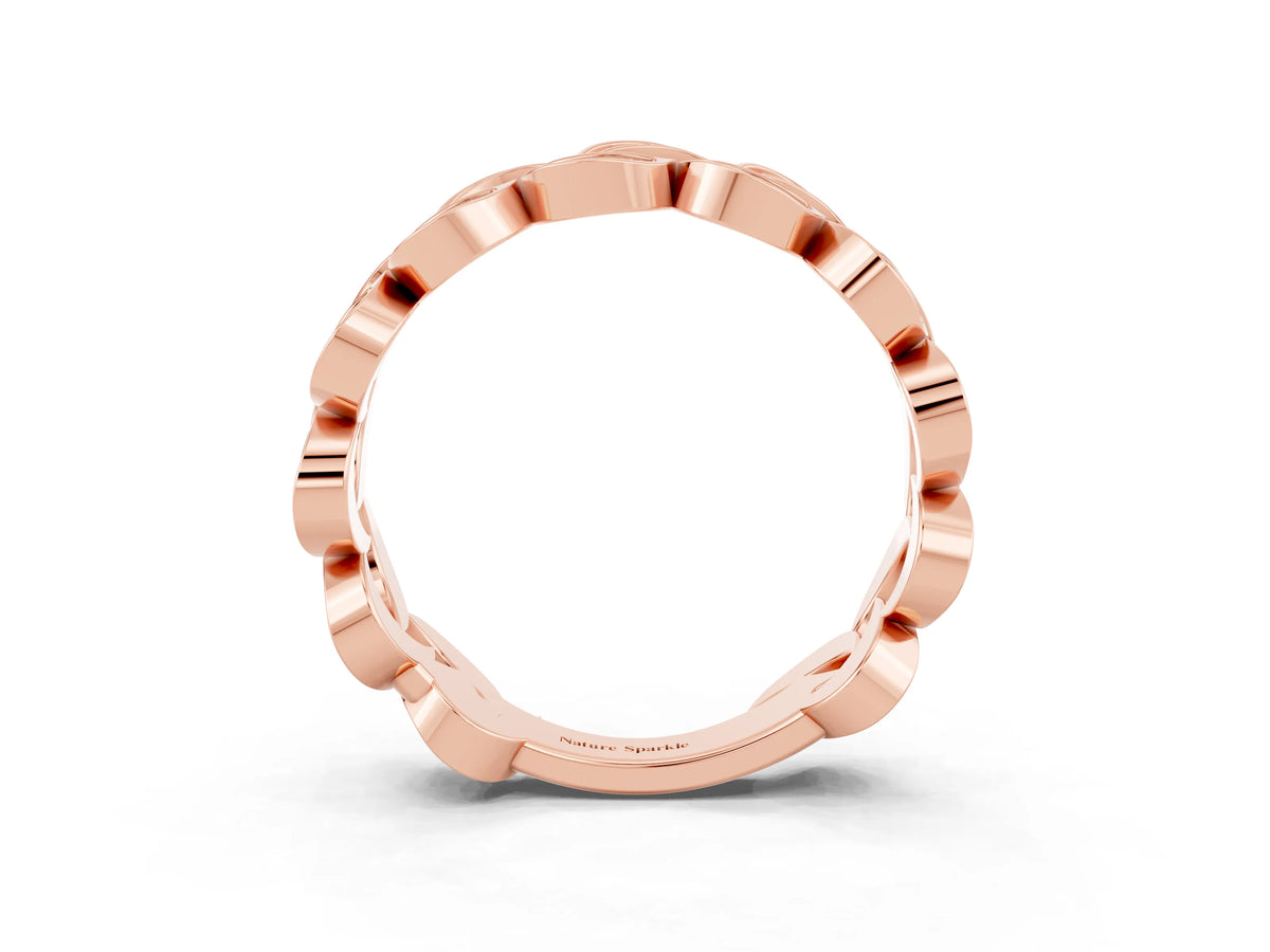 Pavé Round Moissanite Interlocking Eternity Band in Rose gold with Bezel Prong Setting_3