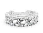 Pavé Round Moissanite Interlocking Eternity Band in White gold with Bezel Prong Setting