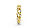 Pavé Round Moissanite Interlocking Eternity Band in Yellow gold with Bezel Prong Setting_2