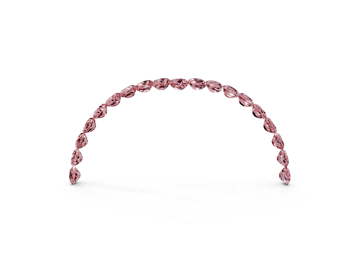 Pavé Round Morganite Chevron Band in White gold with Shared Prong Setting_3