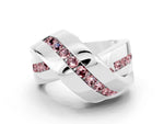 Pavé Round Morganite Crossover Band in Silver with Channel Setting