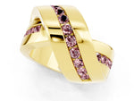 Pavé Round Morganite Crossover Band in Yellow gold with Channel Setting_1