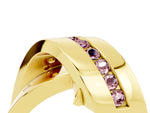 Pavé Round Morganite Crossover Band in Yellow gold with Channel Setting_4