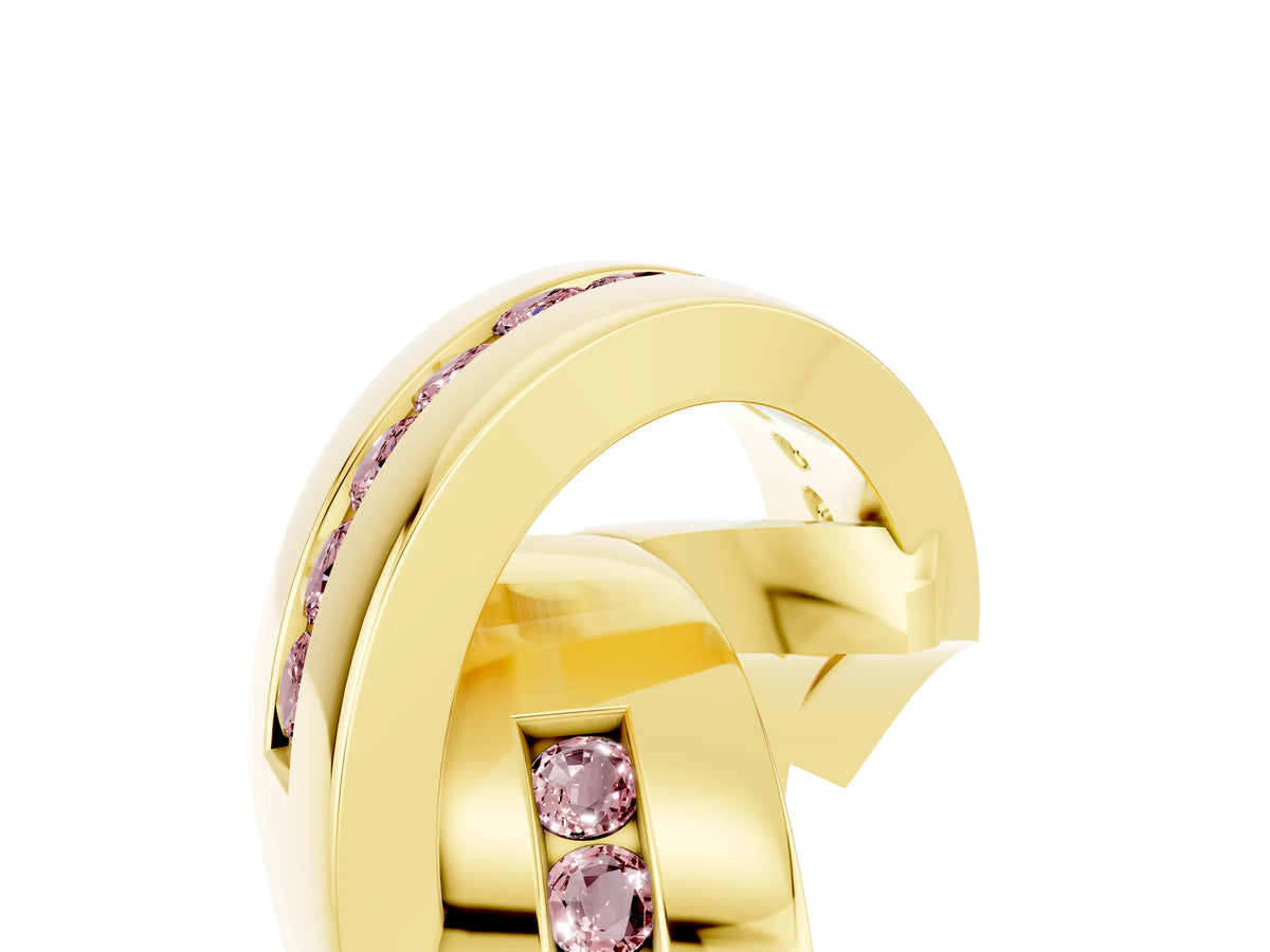 Pavé Round Morganite Crossover Band in Yellow gold with Channel Setting_5