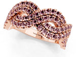 Pavé Round Morganite Infinity Twist Band in Rose gold with Shared Prong Setting_1
