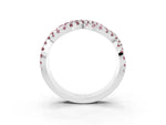 Pavé Round Morganite Infinity Twist Band in Silver with Shared Prong Setting_3