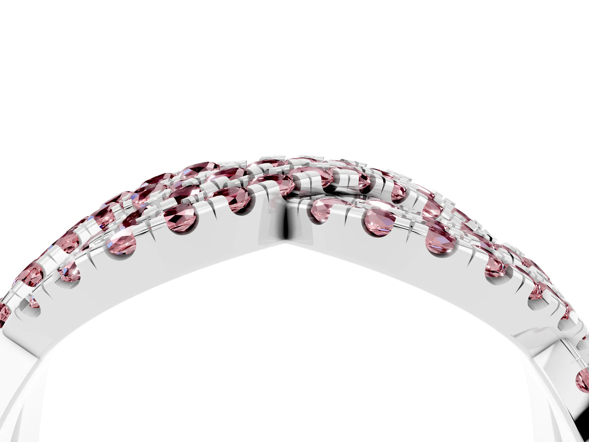 Pavé Round Morganite Infinity Twist Band in Silver with Shared Prong Setting_4