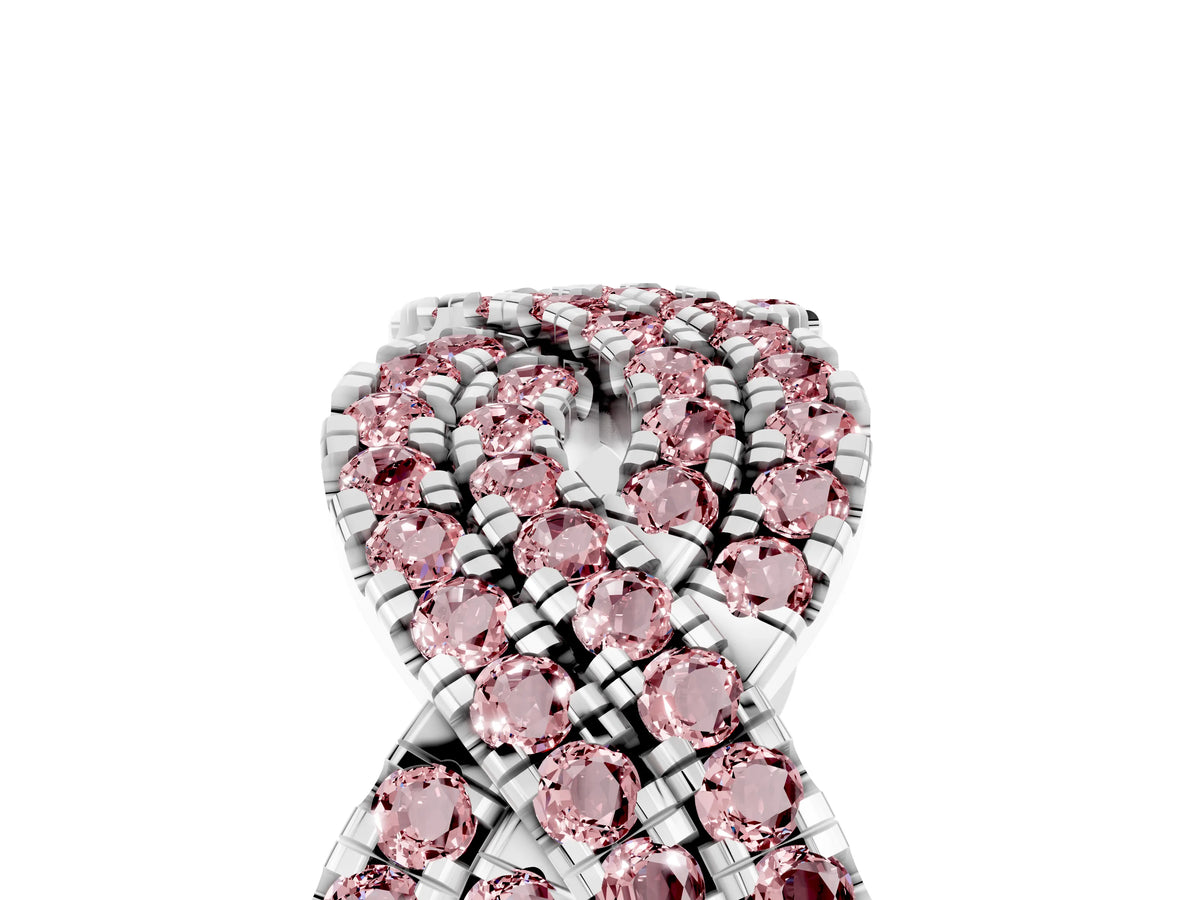 Pavé Round Morganite Infinity Twist Band in Silver with Shared Prong Setting_5