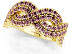 Pavé Round Morganite Infinity Twist Band in Yellow gold with Shared Prong Setting_1