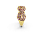 Pavé Round Morganite Infinity Twist Band in Yellow gold with Shared Prong Setting_2