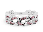Pavé Round Morganite Interlocking Eternity Band in Platinum with Bezel Prong Setting