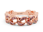 Pavé Round Morganite Interlocking Eternity Band in Rose gold with Bezel Prong Setting