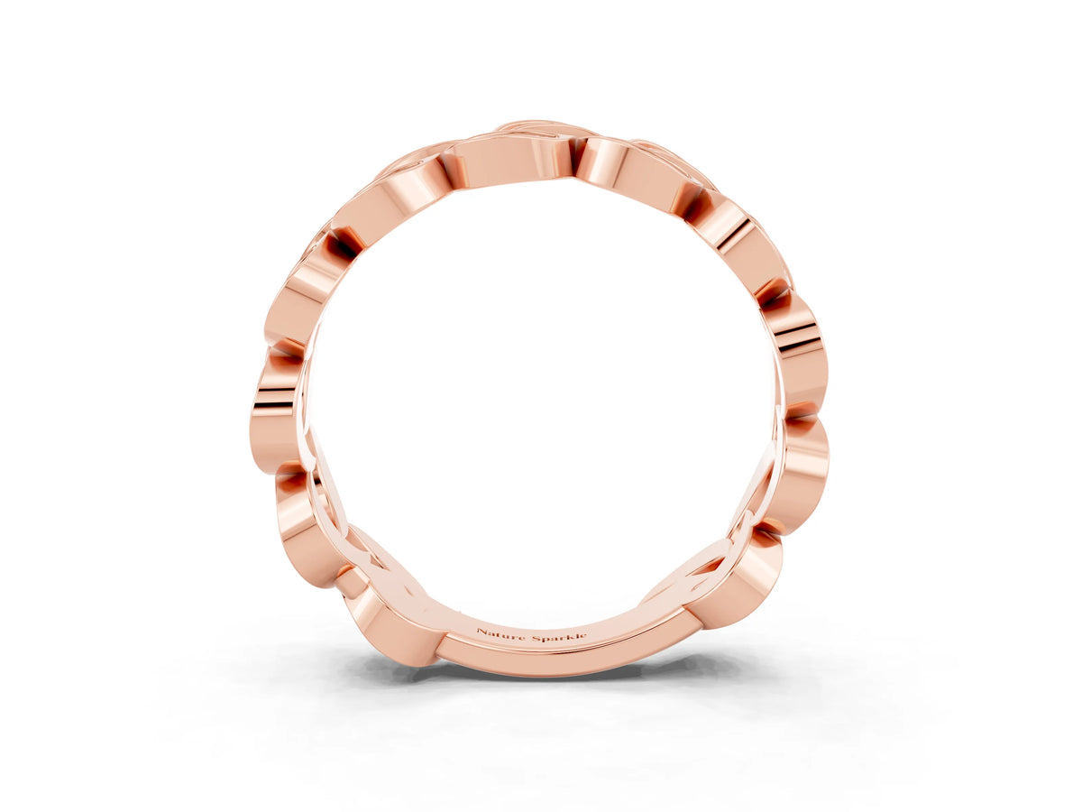 Pavé Round Morganite Interlocking Eternity Band in Rose gold with Bezel Prong Setting_3