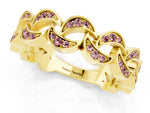 Pavé Round Morganite Interlocking Eternity Band in Yellow gold with Bezel Prong Setting_1